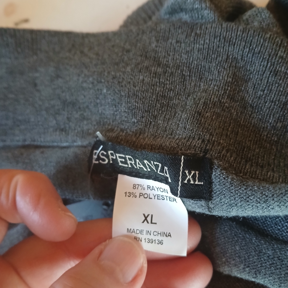 Esperanza Charcoal Open Front Shadow Striped Cardigan XL - Picture 7 of 9